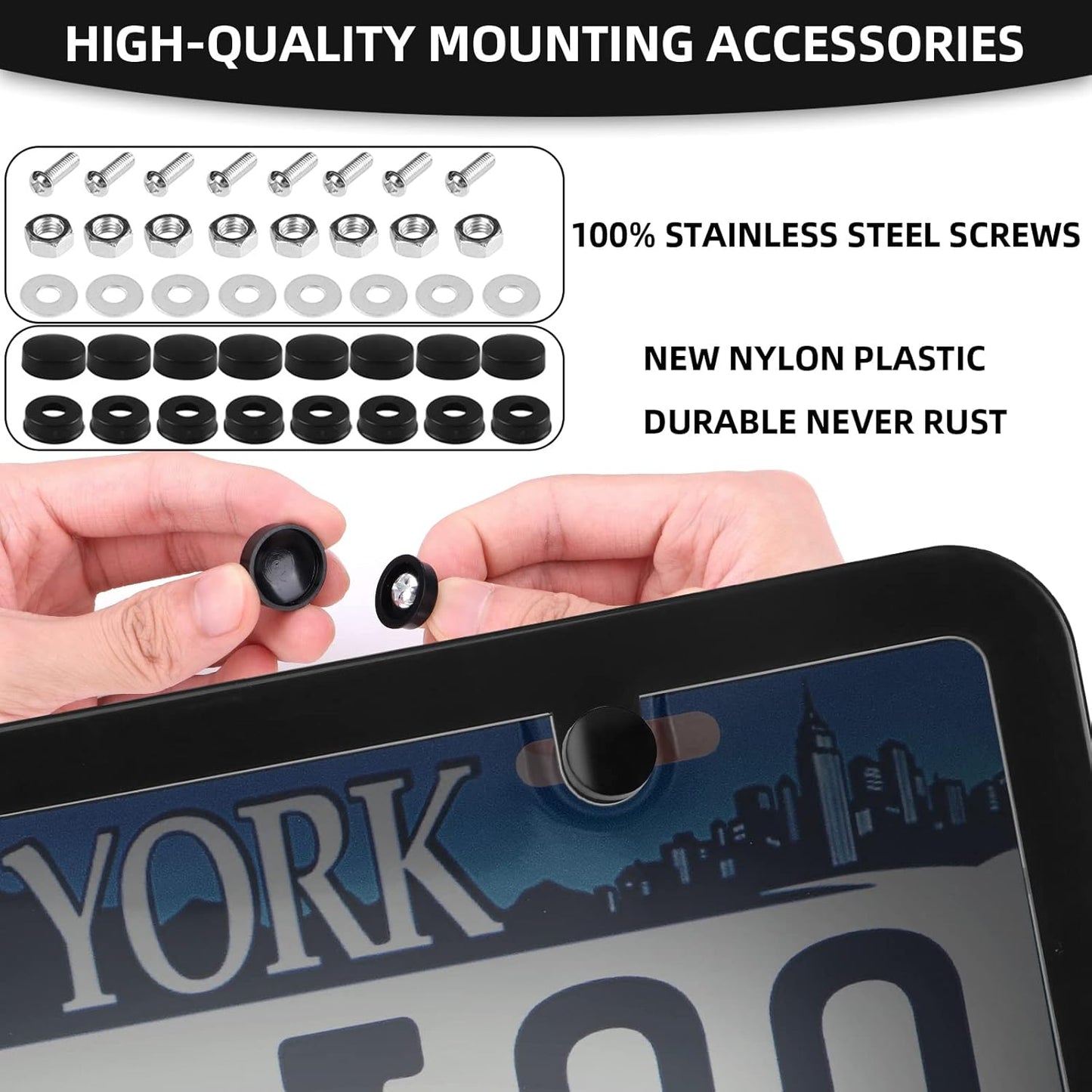 2-Pack Smoked License Plate Cover Frames