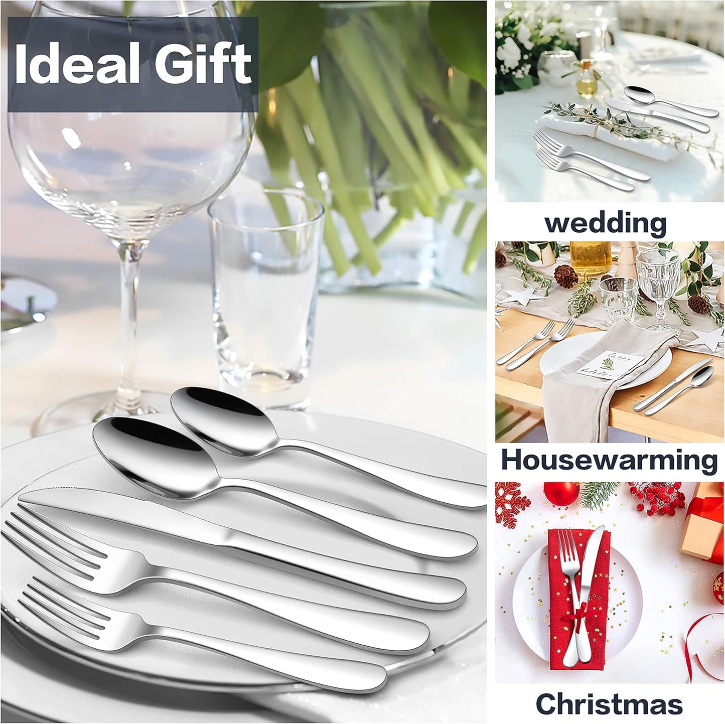 E-far 60-Piece Stainless Steel Silverware Set