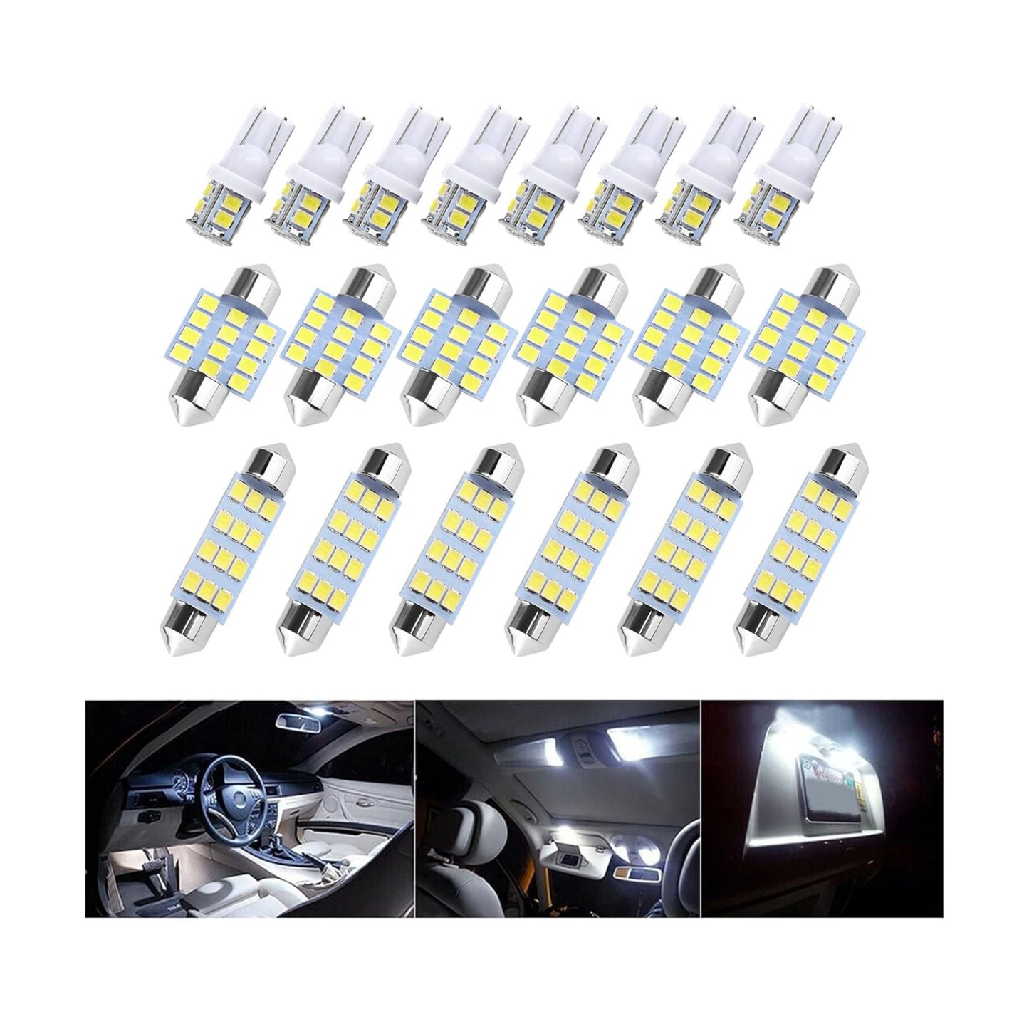 20PCS Bright White LED Car Interior Lights