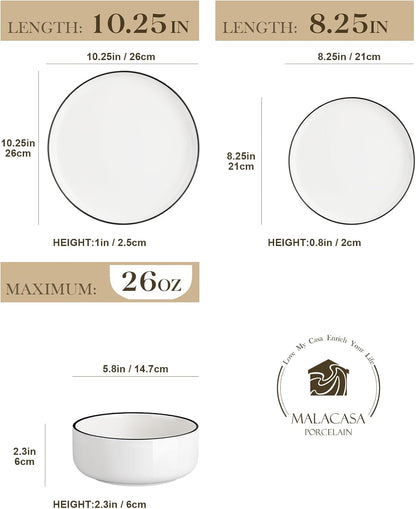MALACASA 12-Piece Porcelain Dinnerware Set