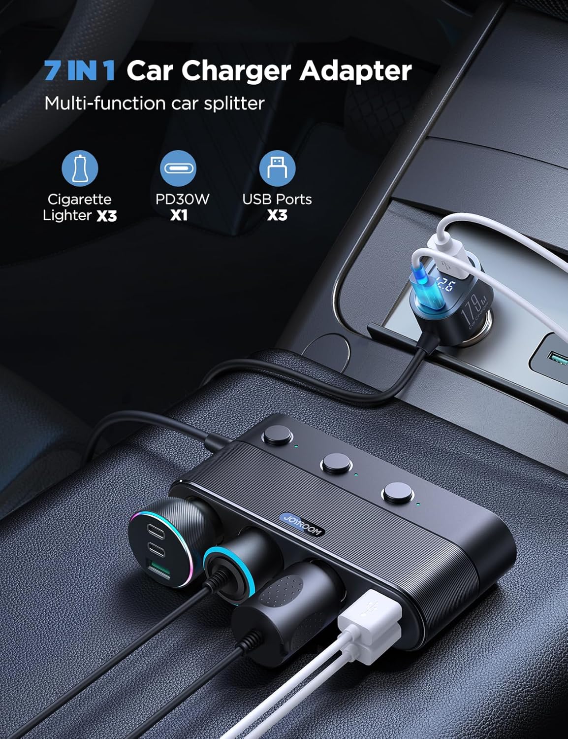 JOYROOM 7-in-1 Car Charger Adapter 179W