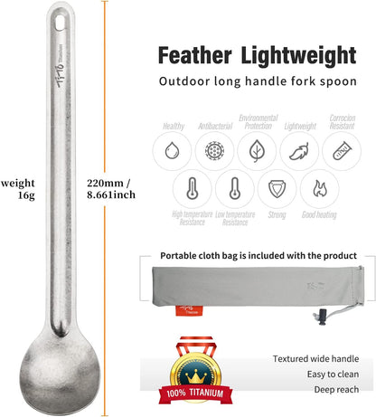 TiTo Titanium Ultralight Long Handle Spork 2-Pack