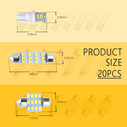 20PCS Bright White LED Car Interior Lights