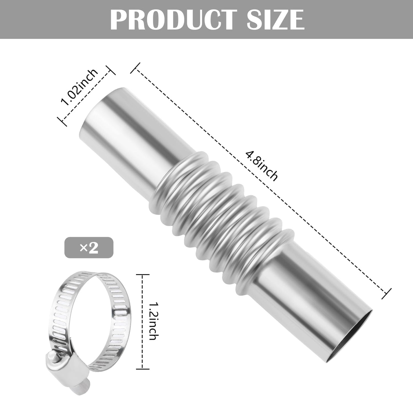 Straight Exhaust Pipe Connector with Clamps