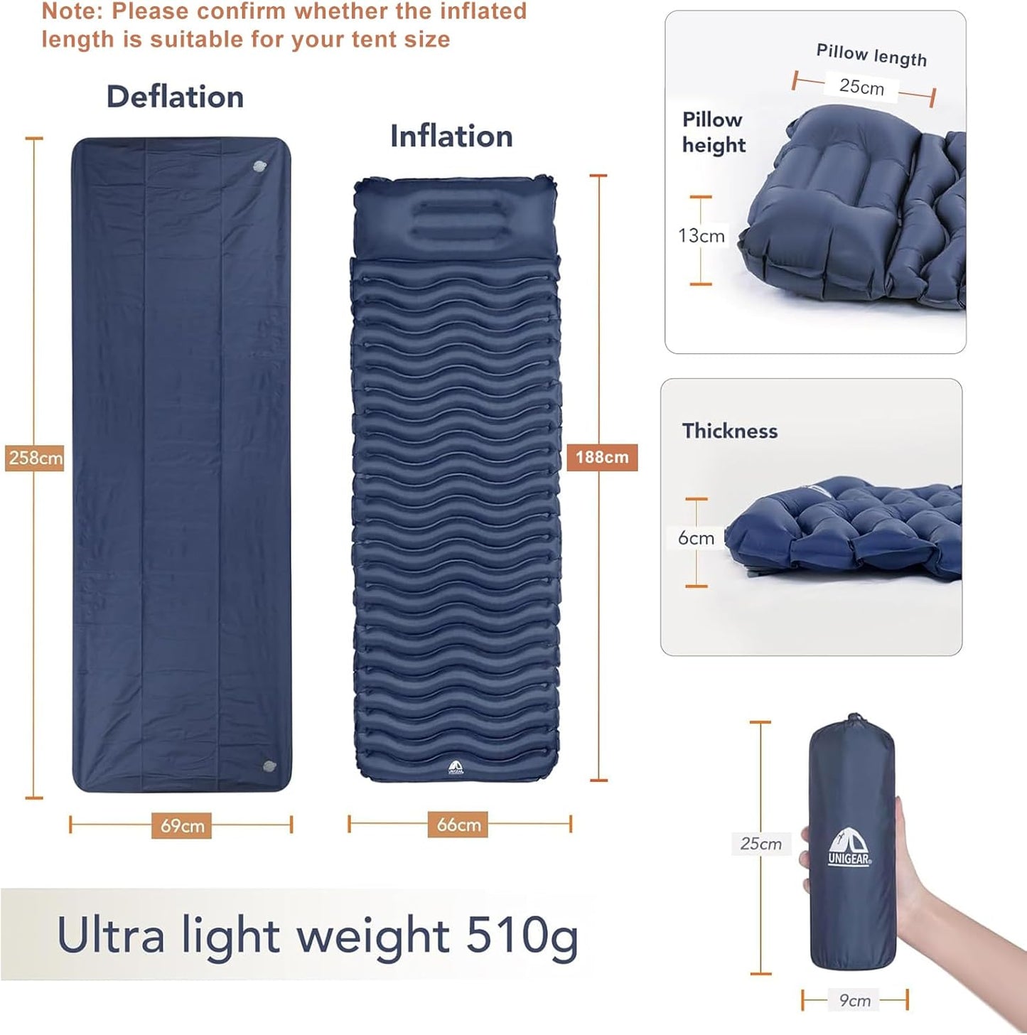 Unigear Ultralight Inflatable Sleeping Pad