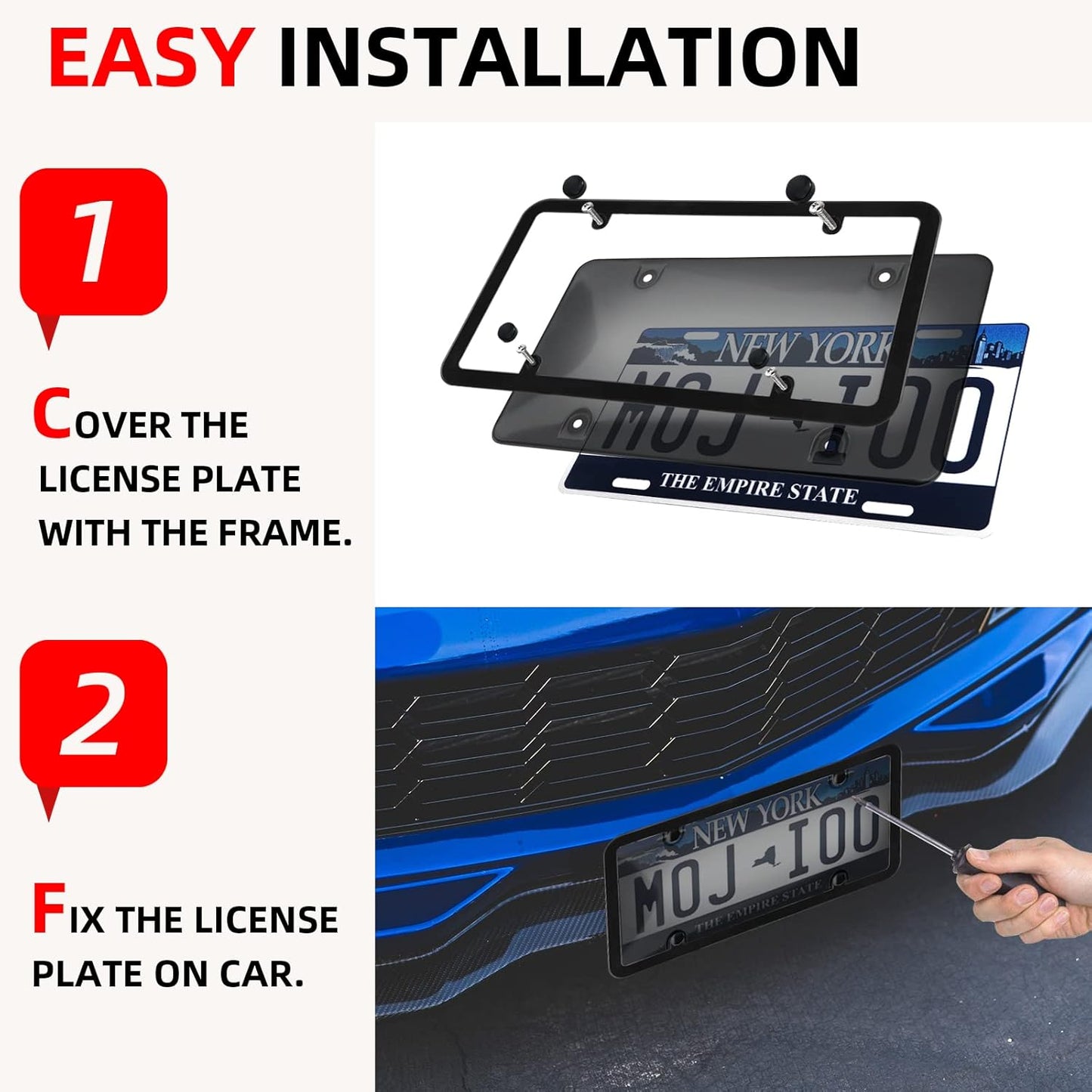 2-Pack Smoked License Plate Cover Frames