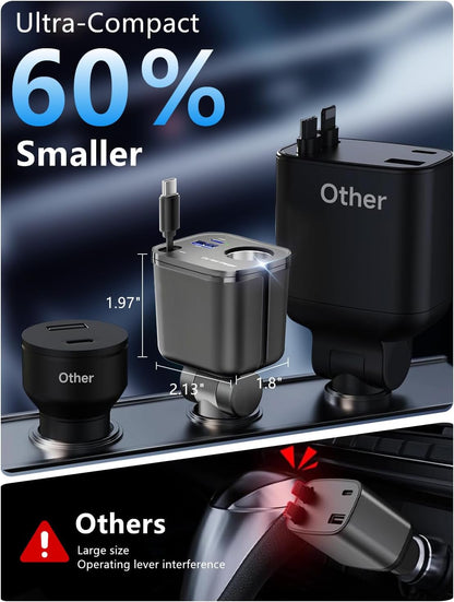 4-in-1 Retractable USB C Car Charger