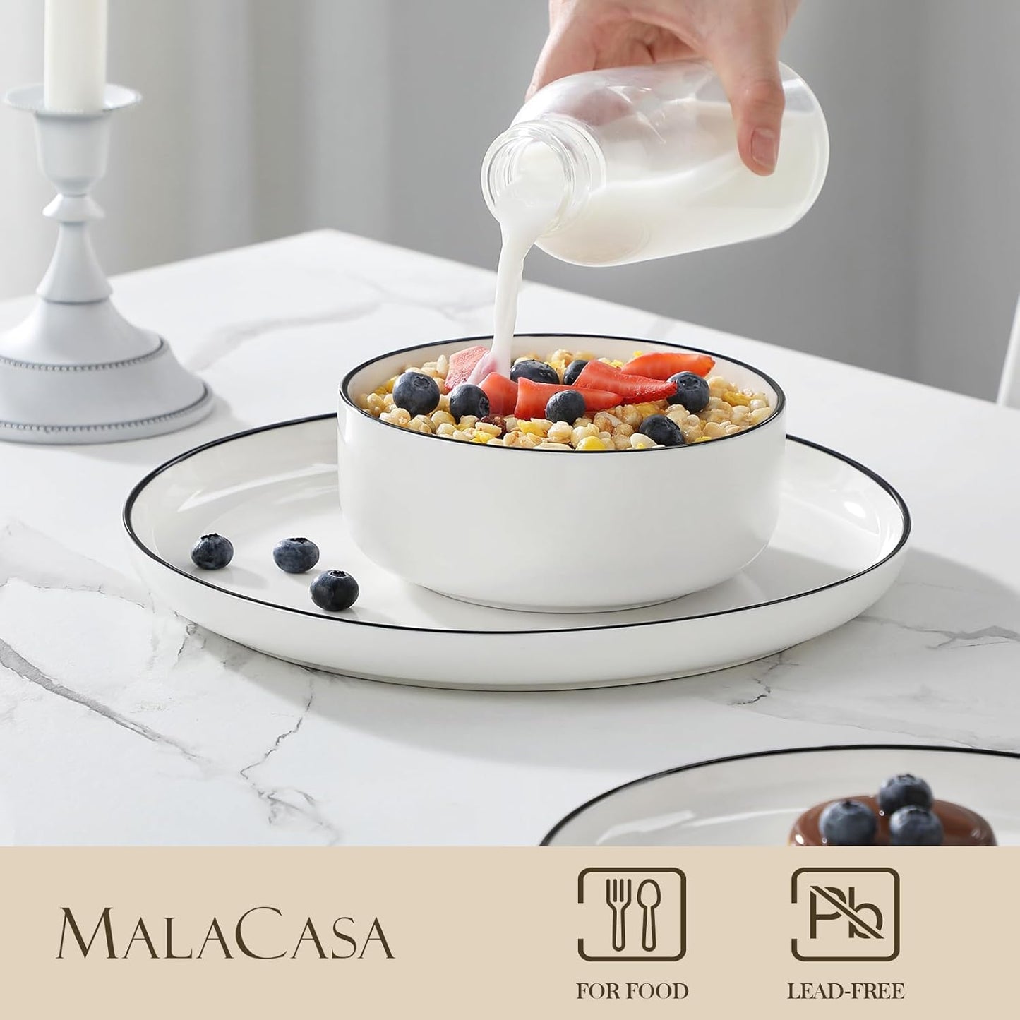MALACASA 12-Piece Porcelain Dinnerware Set