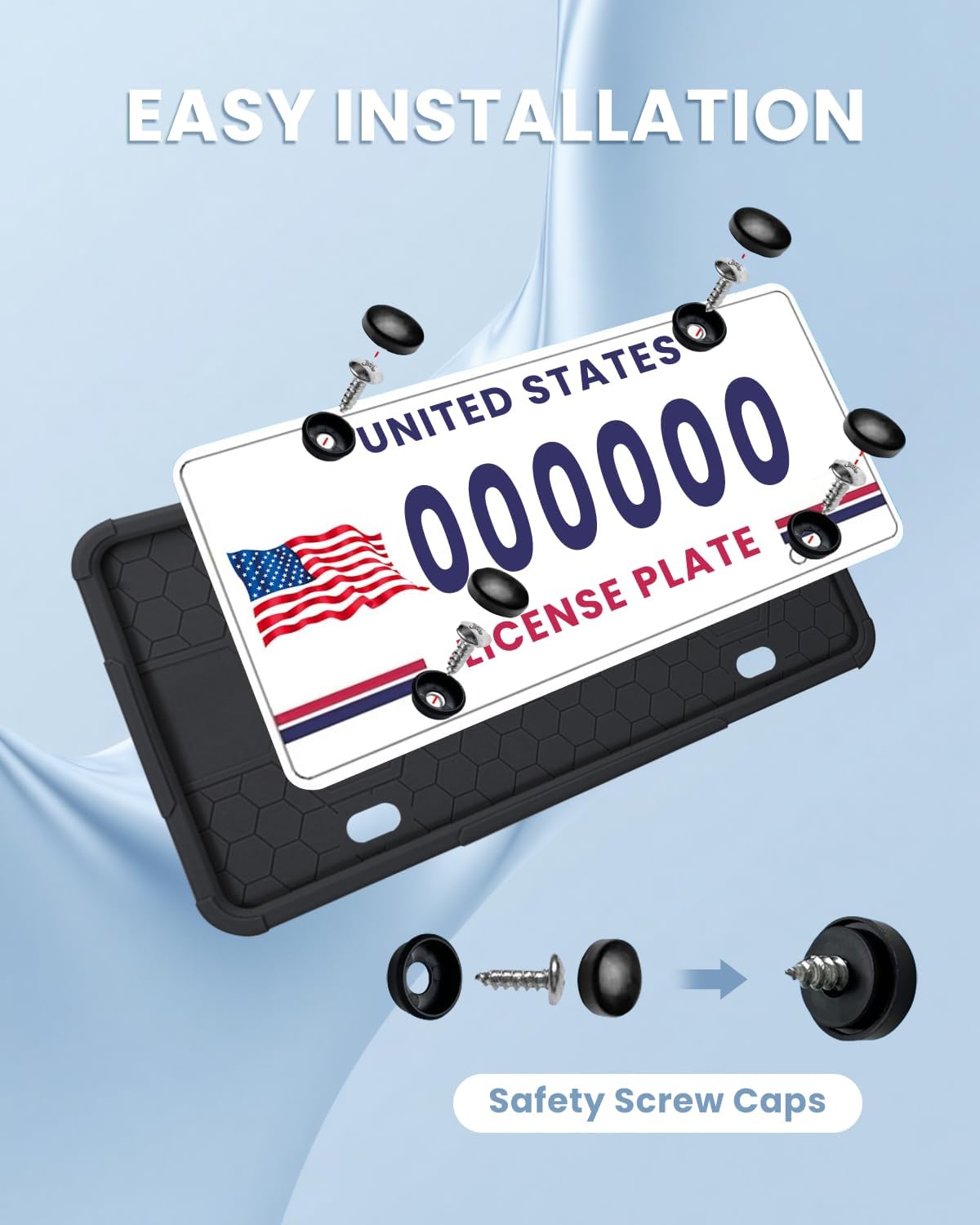 2-Pack Black Silicone License Plate Frames