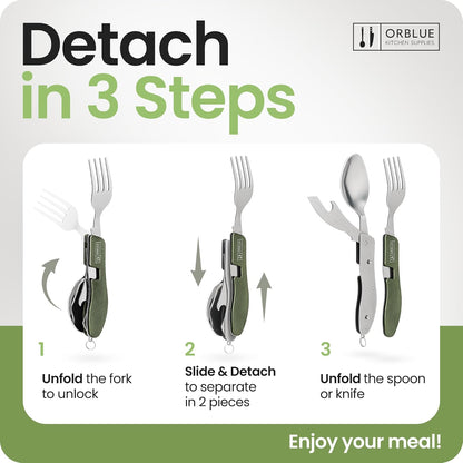 Orblue 4-in-1 Camping Utensils 2-Pack