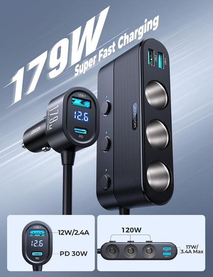 JOYROOM 7-in-1 Car Charger Adapter 179W