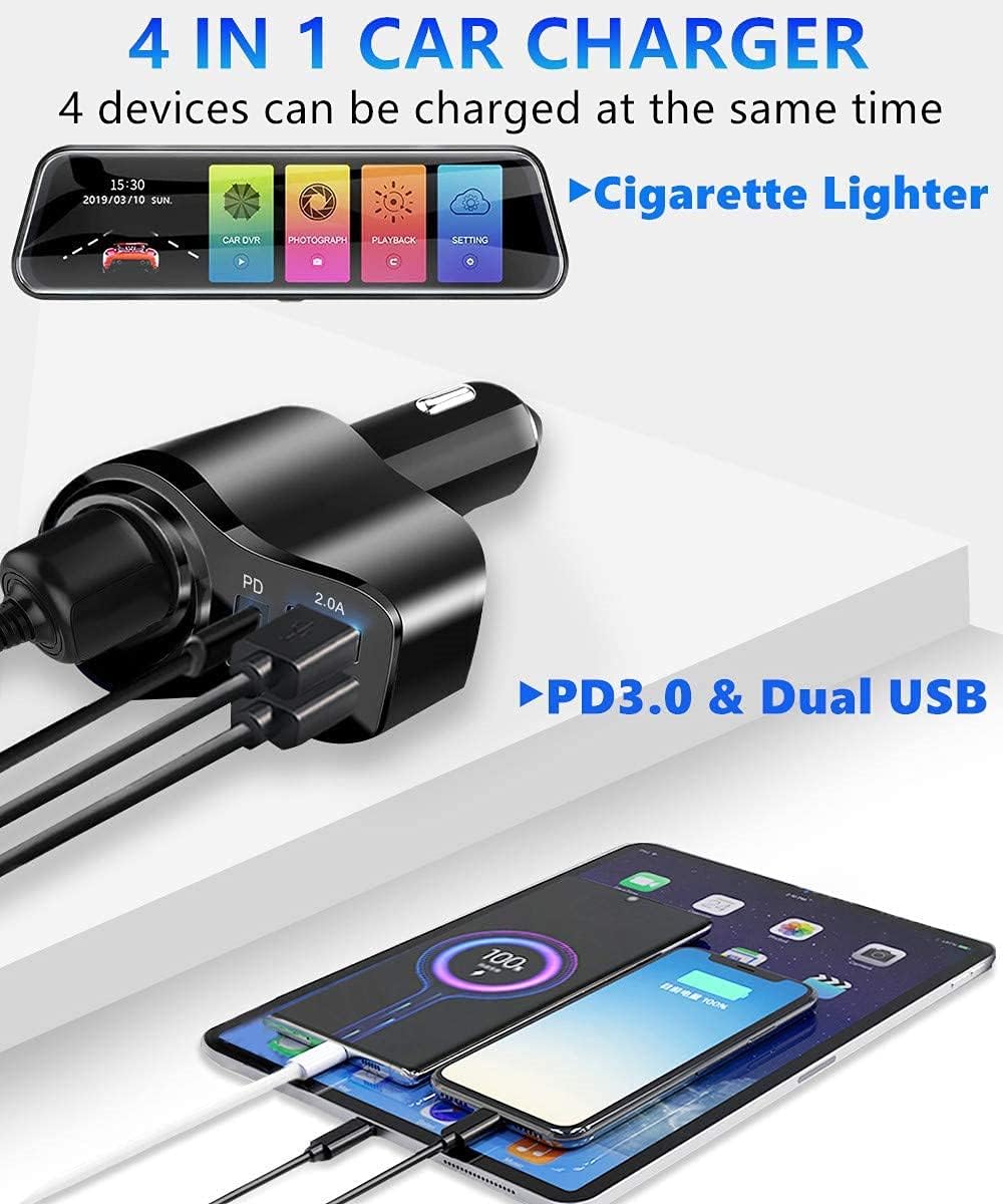 IDOLCO 4-in-1 USB C Car Charger