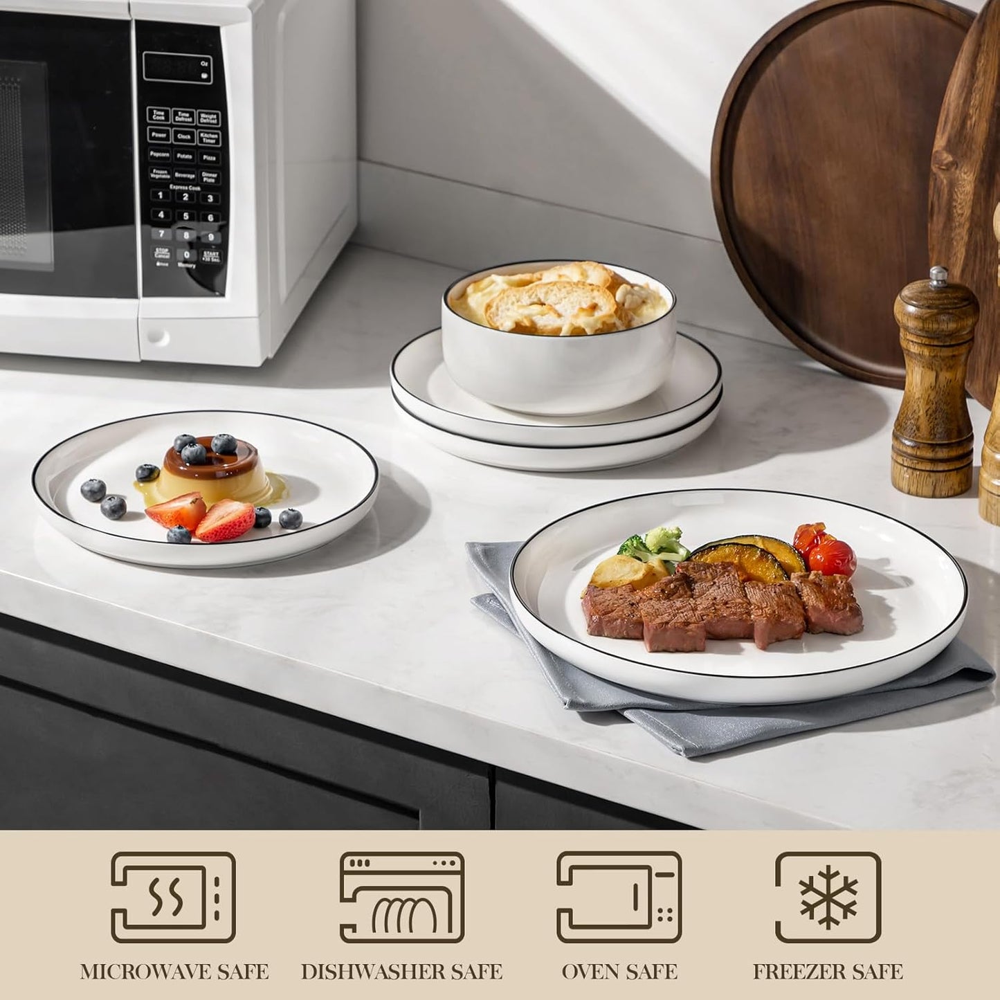 MALACASA 12-Piece Porcelain Dinnerware Set