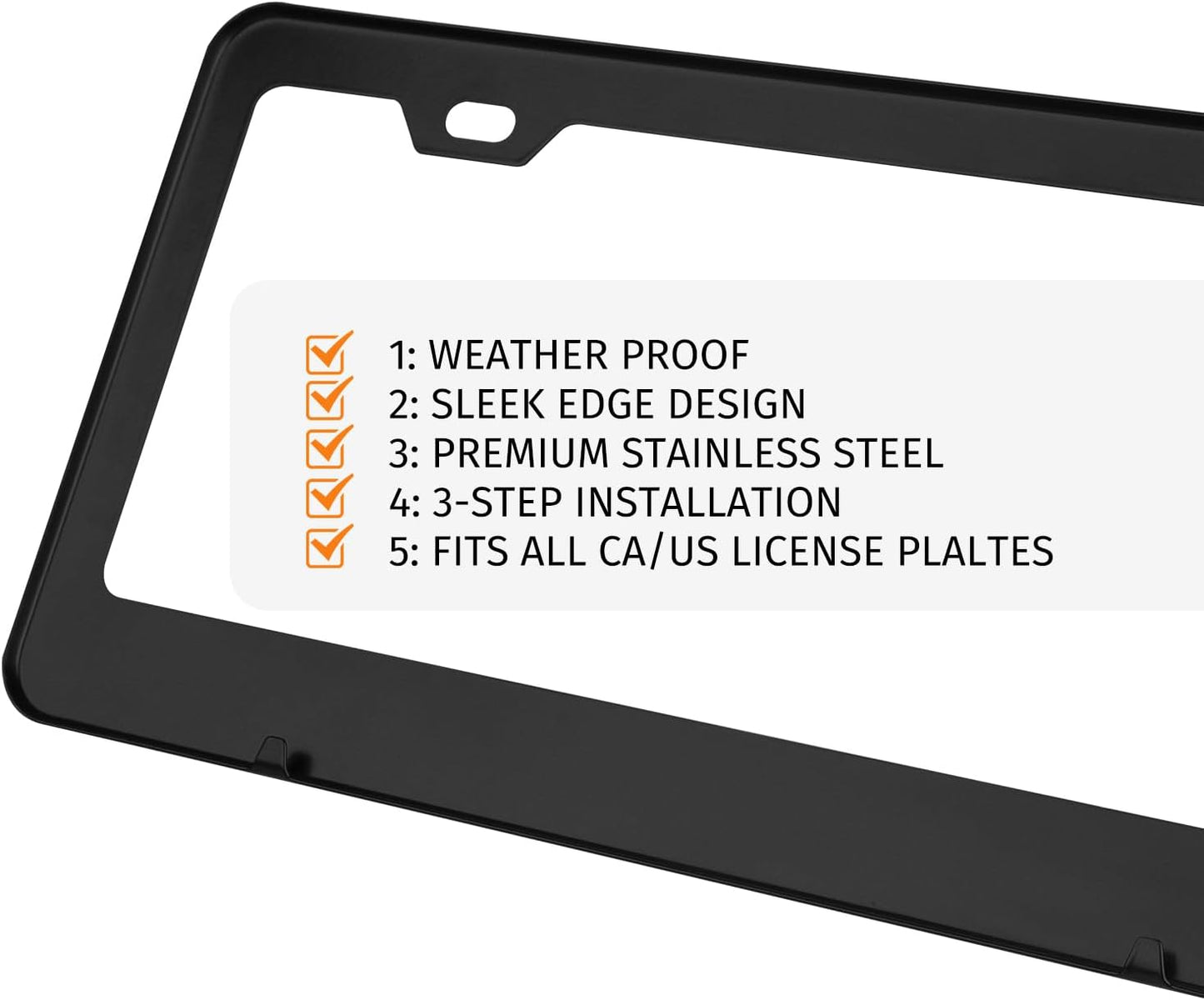 2-Pack Matte Black License Plate Frames