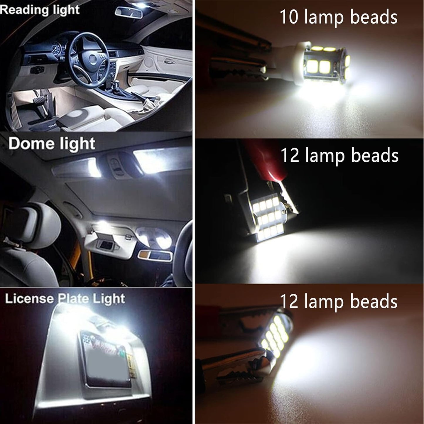 20PCS Bright White LED Car Interior Lights