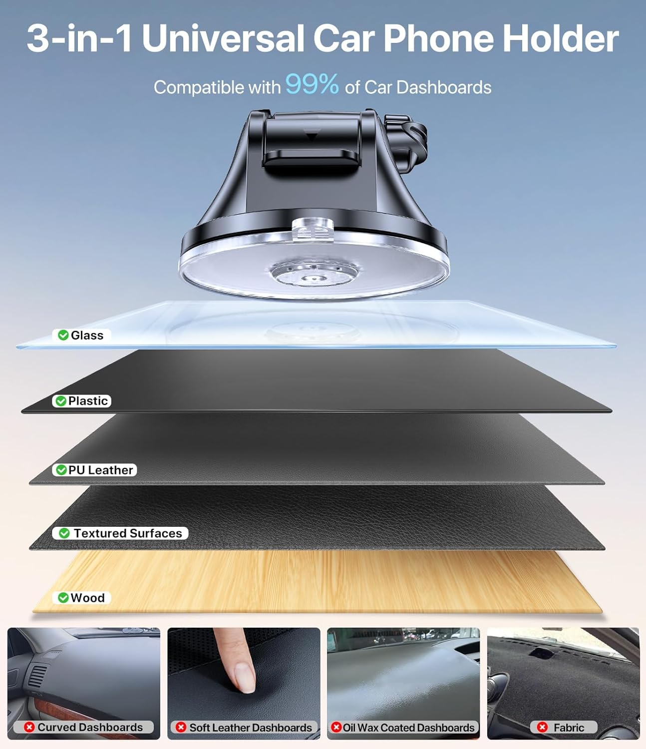 Miracase 3-in-1 Car Phone Holder