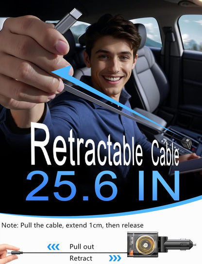 4-in-1 Retractable USB C Car Charger