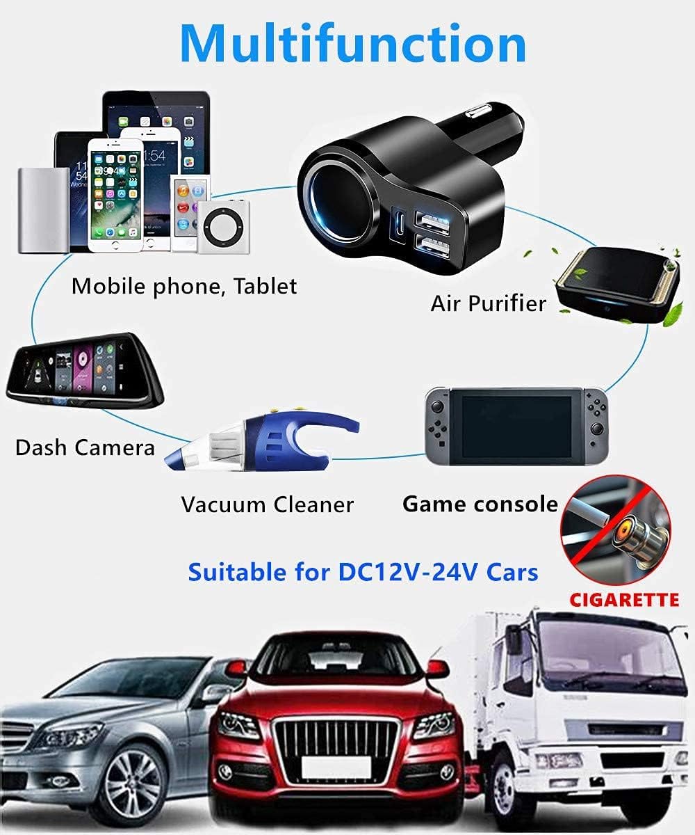 IDOLCO 4-in-1 USB C Car Charger