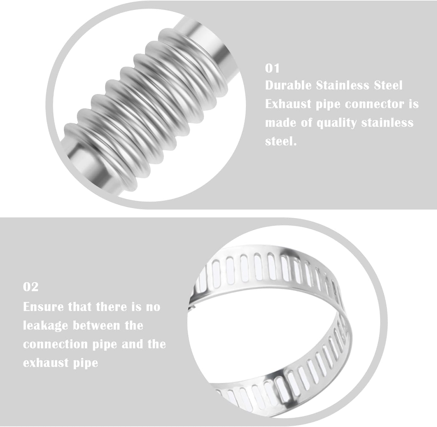 Straight Exhaust Pipe Connector with Clamps