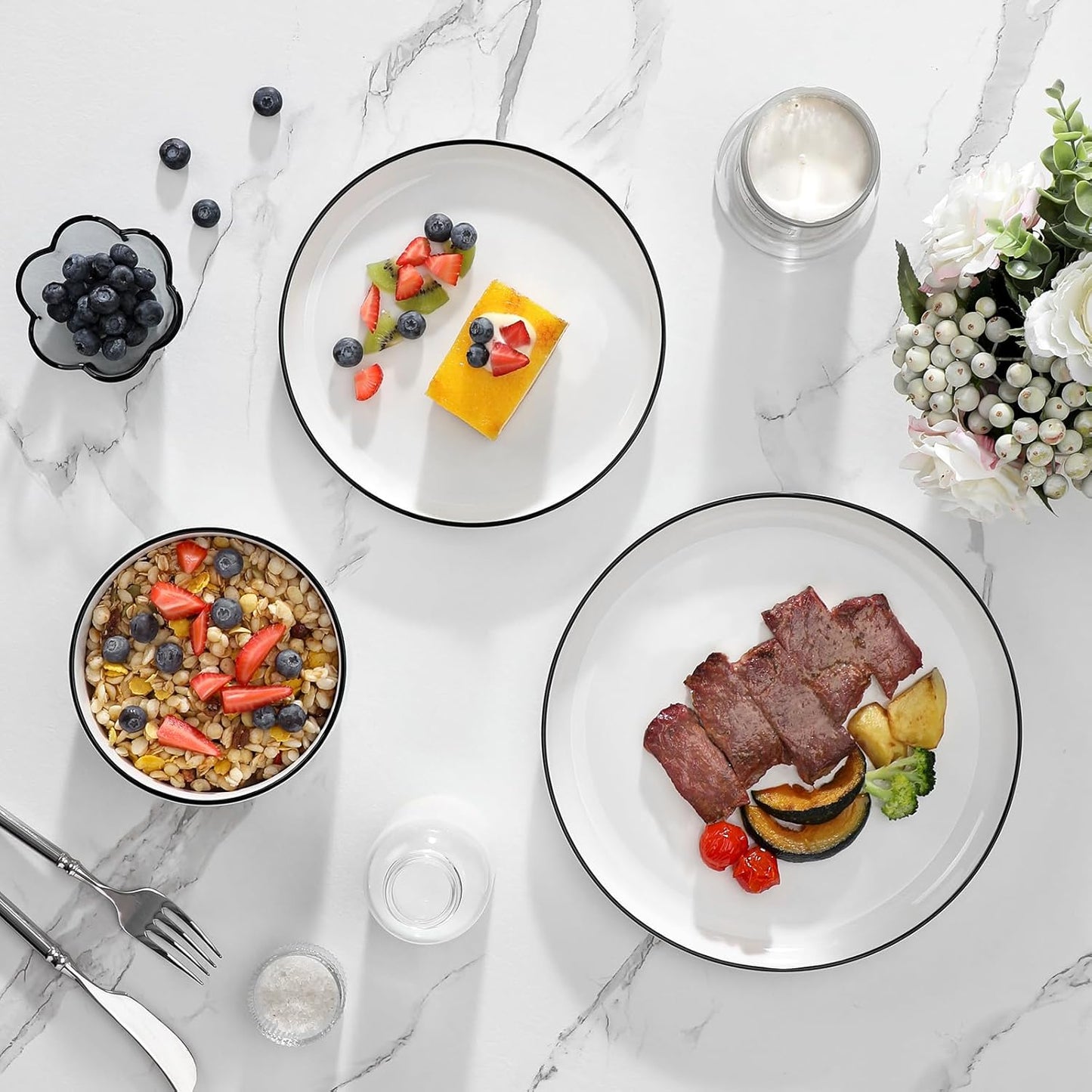 MALACASA 12-Piece Porcelain Dinnerware Set