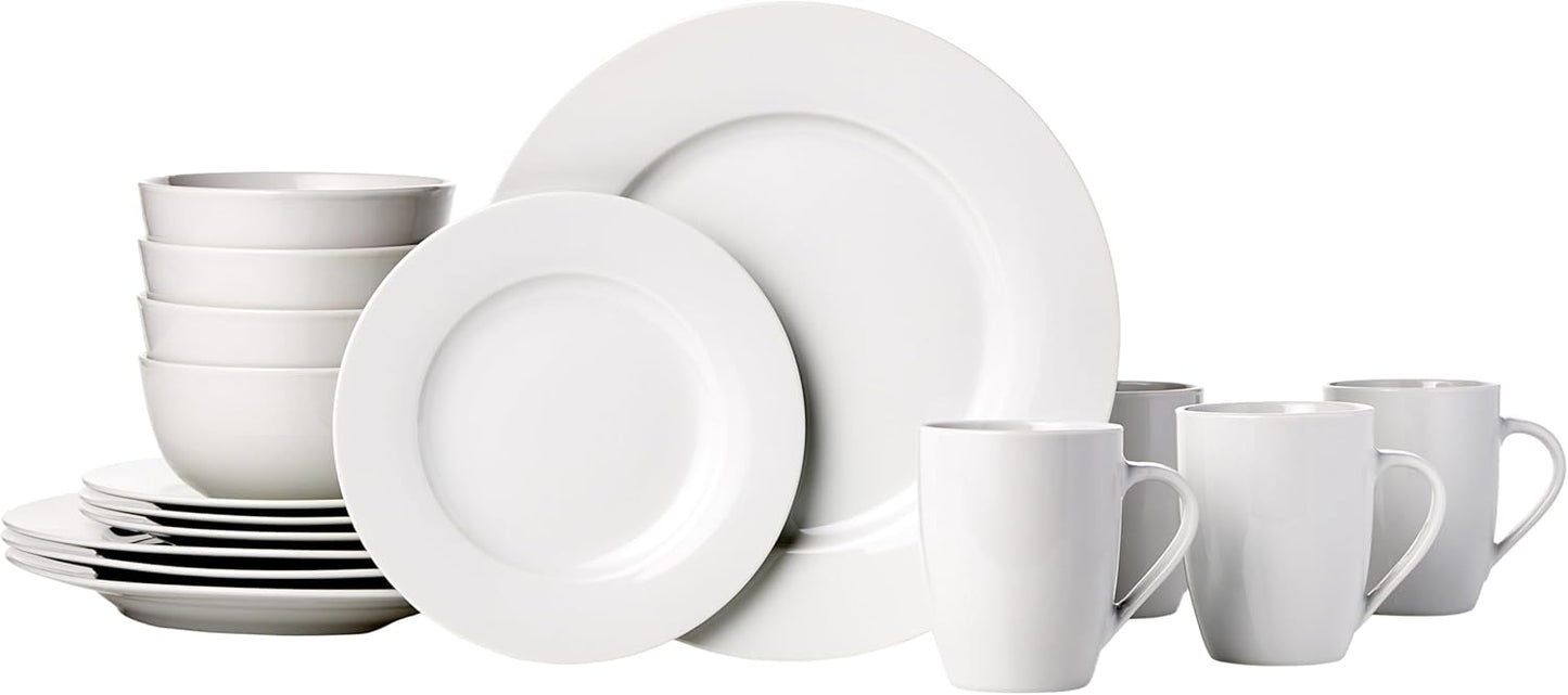 16-Piece White Dinnerware Set for 4