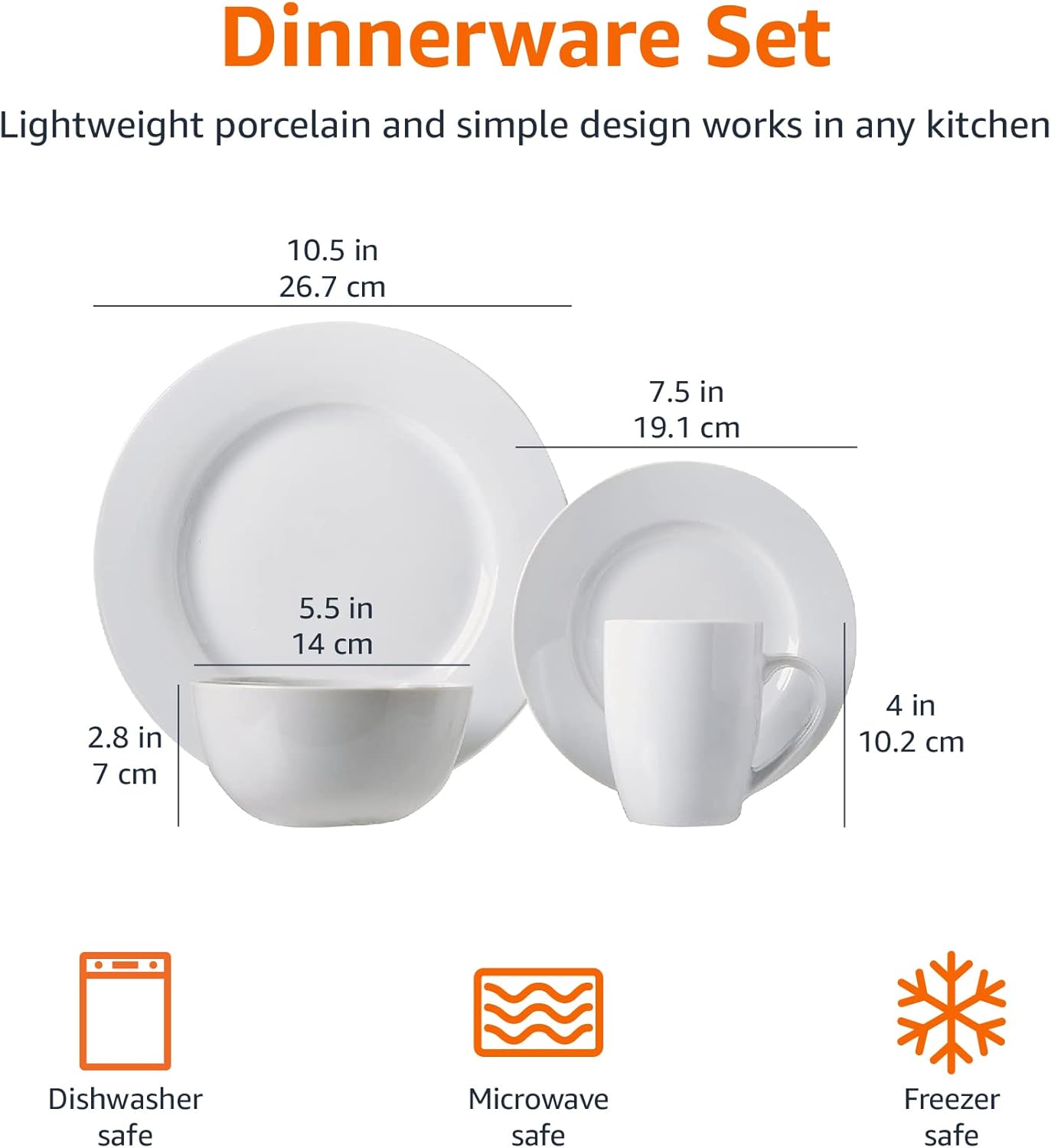 16-Piece White Dinnerware Set for 4