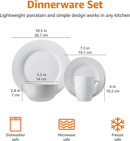 16-Piece White Dinnerware Set for 4