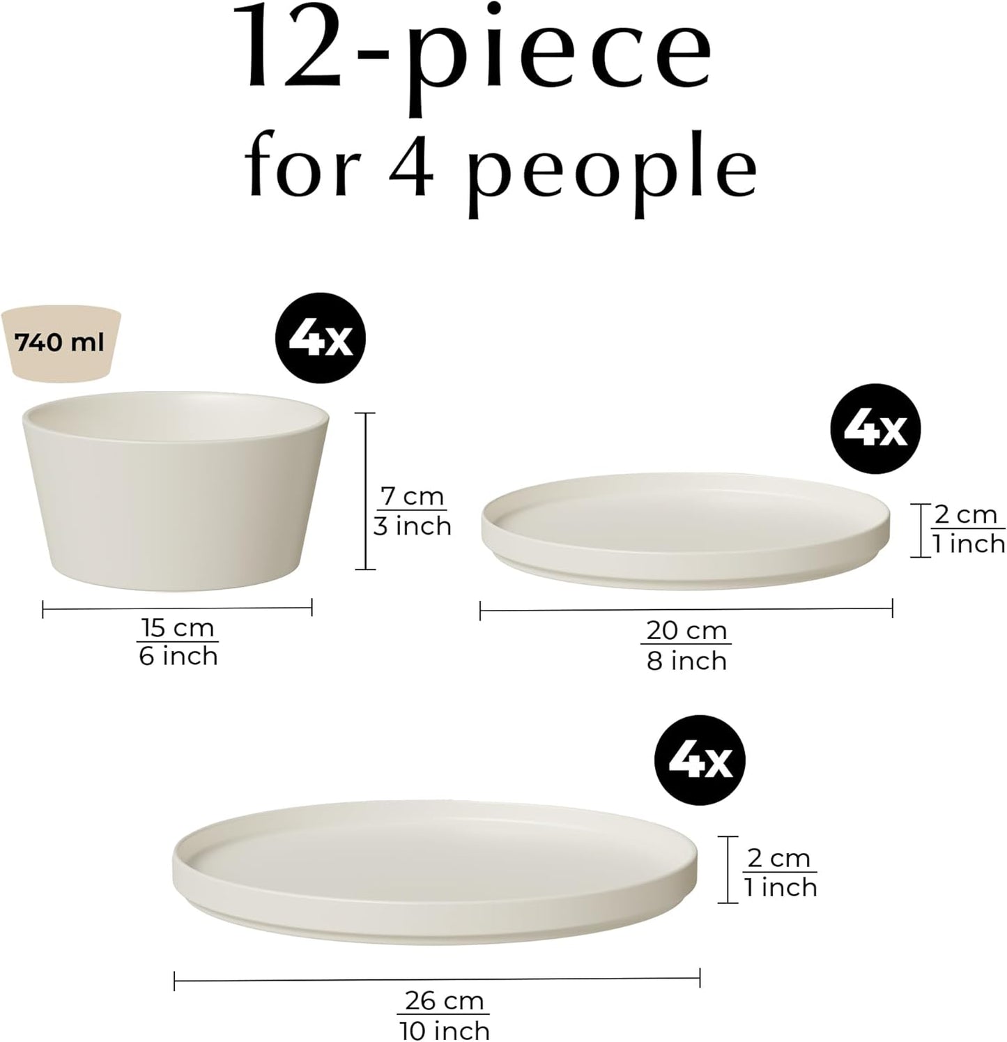 MIAMIO 12-Piece Stoneware Dinnerware Set