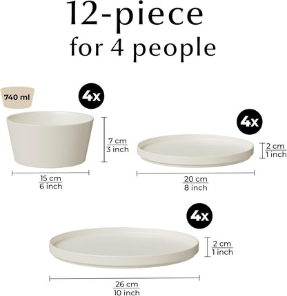 MIAMIO 12-Piece Stoneware Dinnerware Set