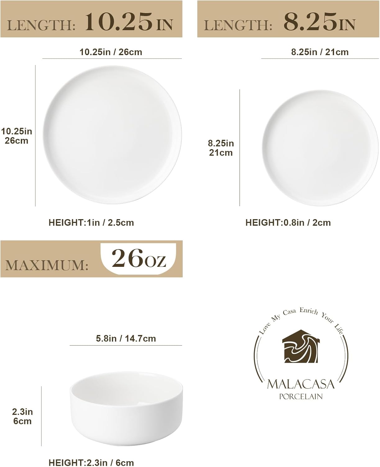 MALACASA 12-Piece Porcelain Dinnerware Set