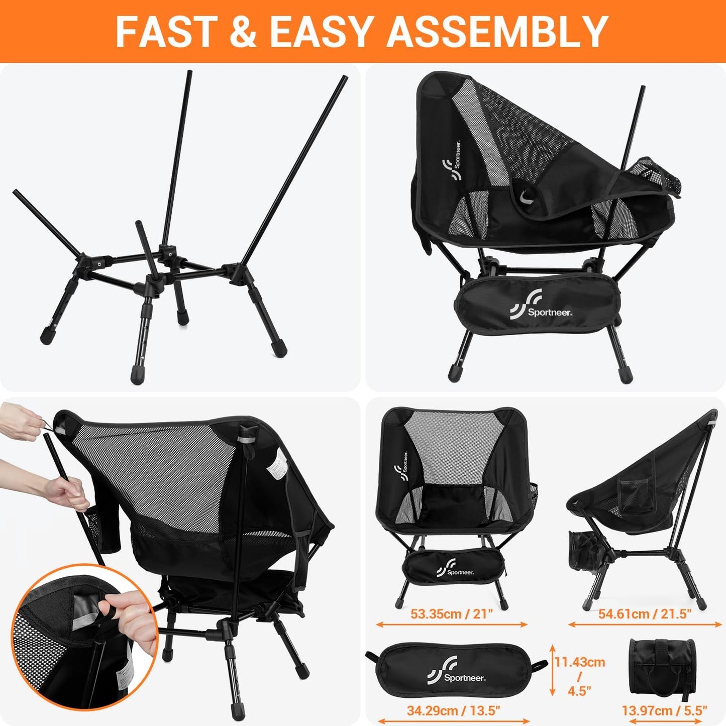 Sportneer Adjustable Folding Camping Chair