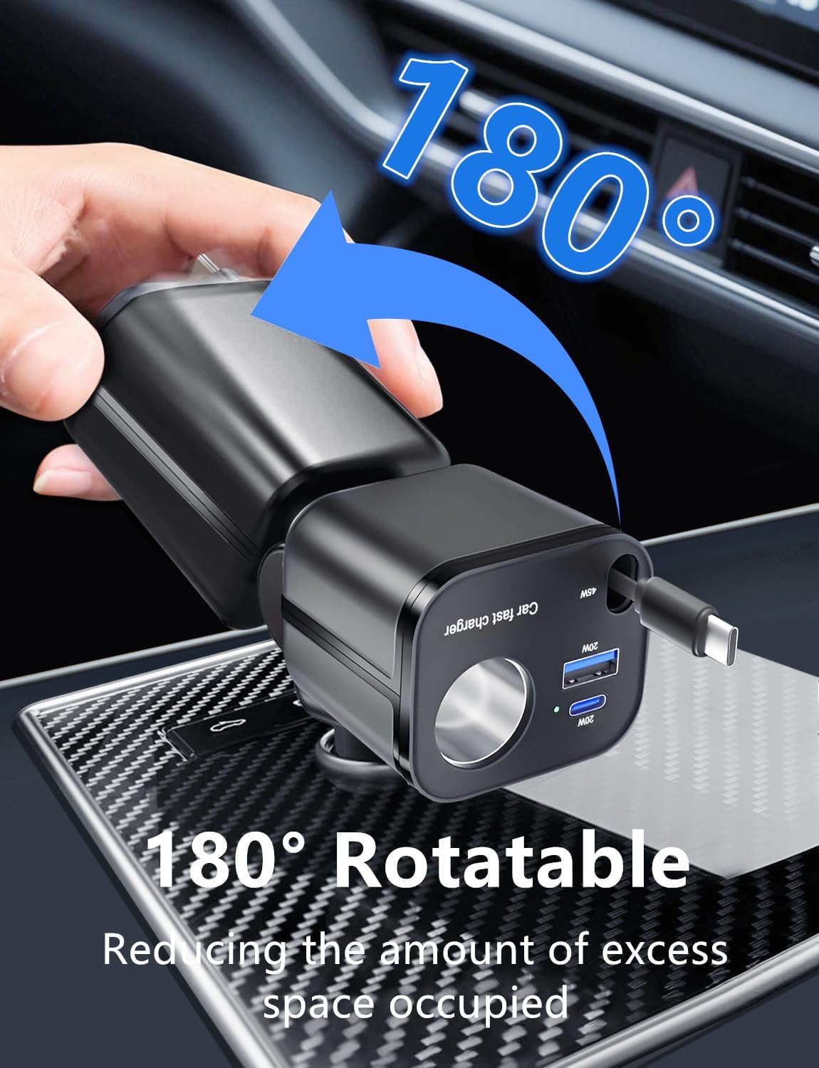 4-in-1 Retractable USB C Car Charger
