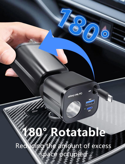 4-in-1 Retractable USB C Car Charger