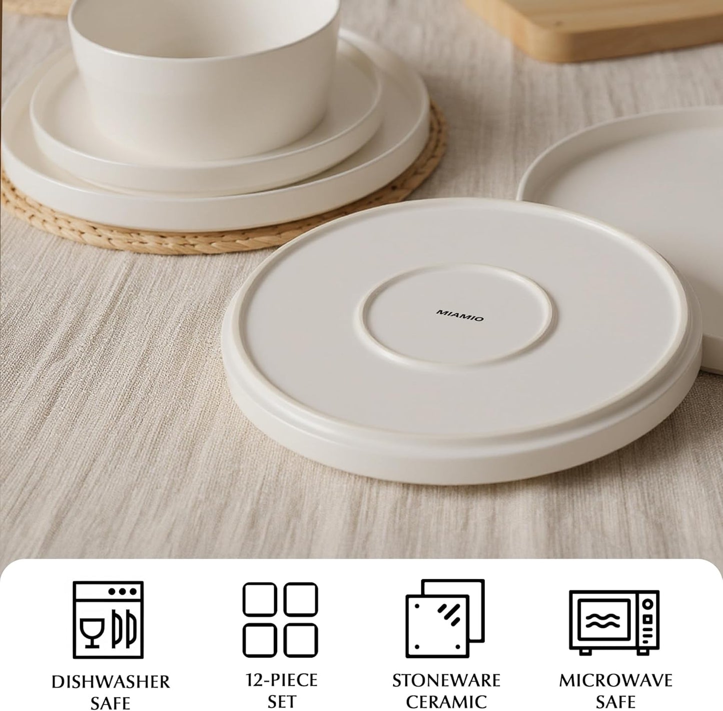 MIAMIO 12-Piece Stoneware Dinnerware Set