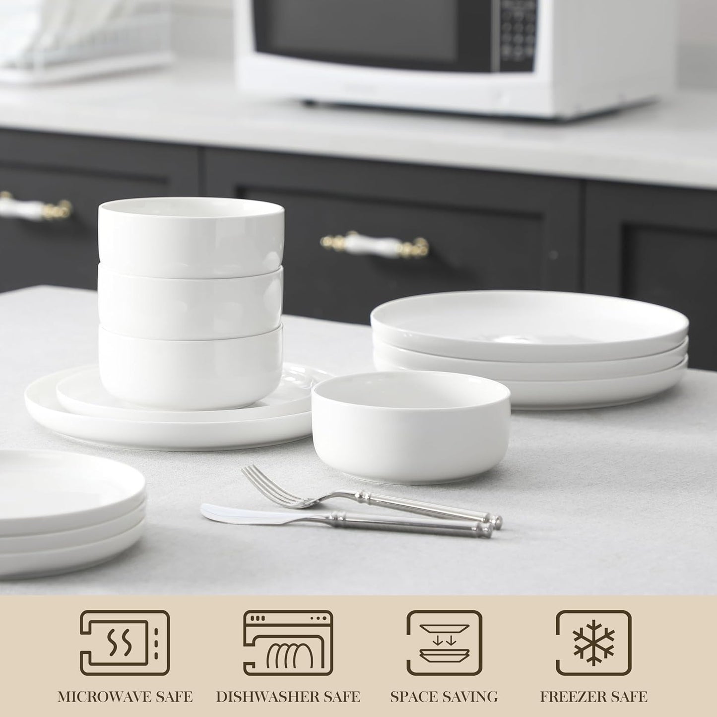 MALACASA 12-Piece Porcelain Dinnerware Set
