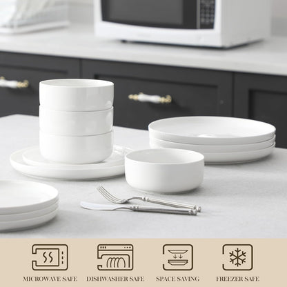MALACASA 12-Piece Porcelain Dinnerware Set