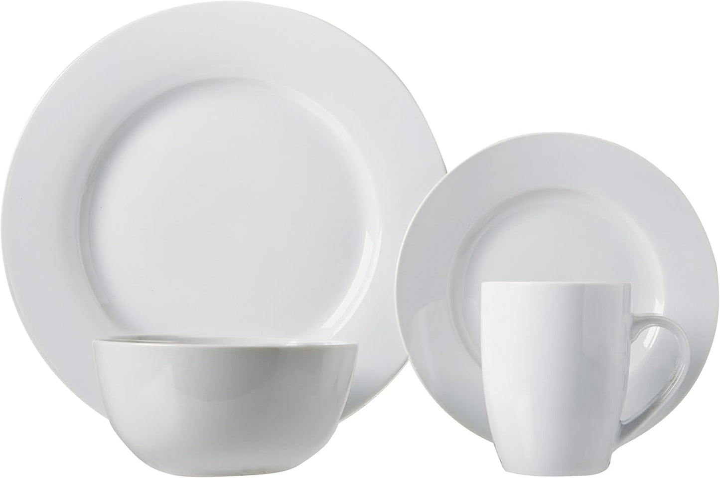 16-Piece White Dinnerware Set for 4