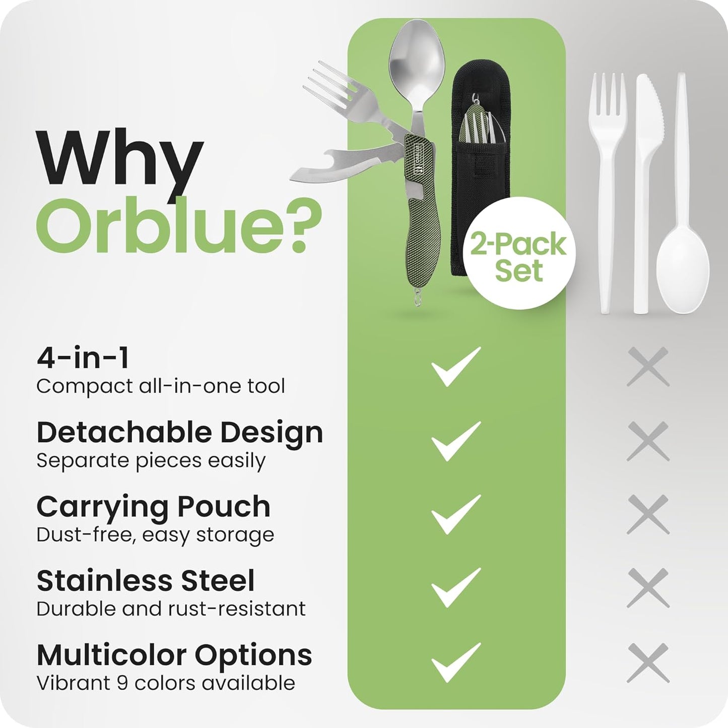 Orblue 4-in-1 Camping Utensils 2-Pack