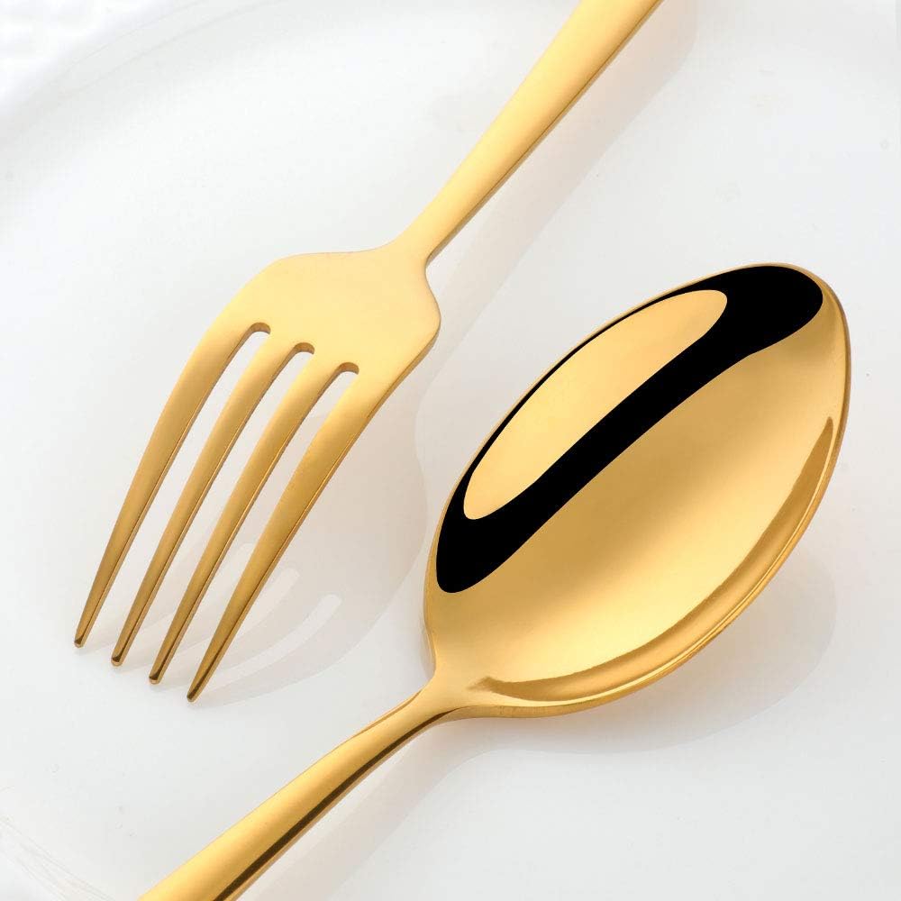 16-Piece Black & Gold Flatware Set