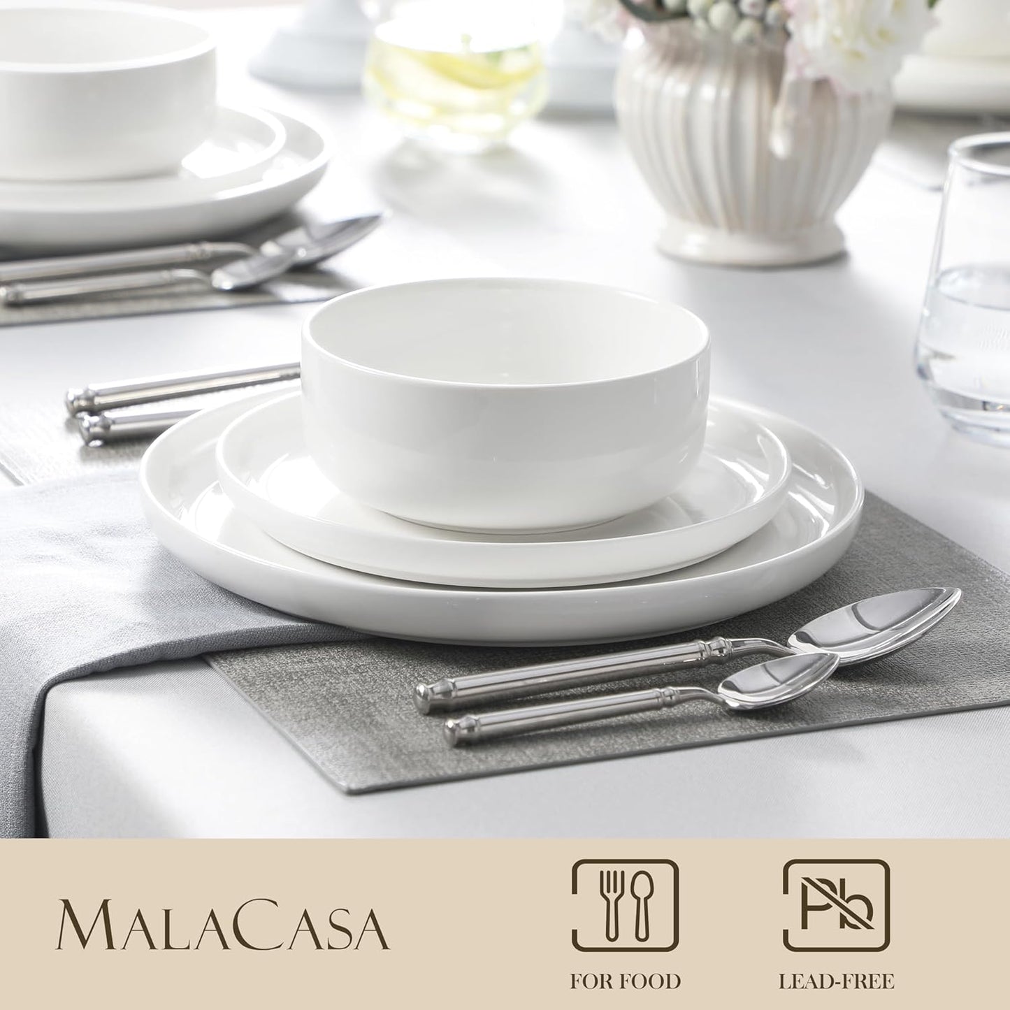 MALACASA 12-Piece Porcelain Dinnerware Set