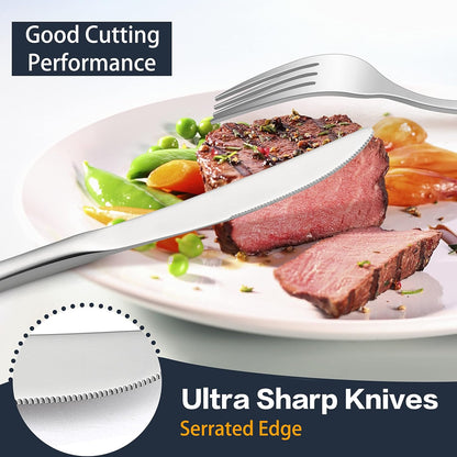 E-far 60-Piece Stainless Steel Silverware Set