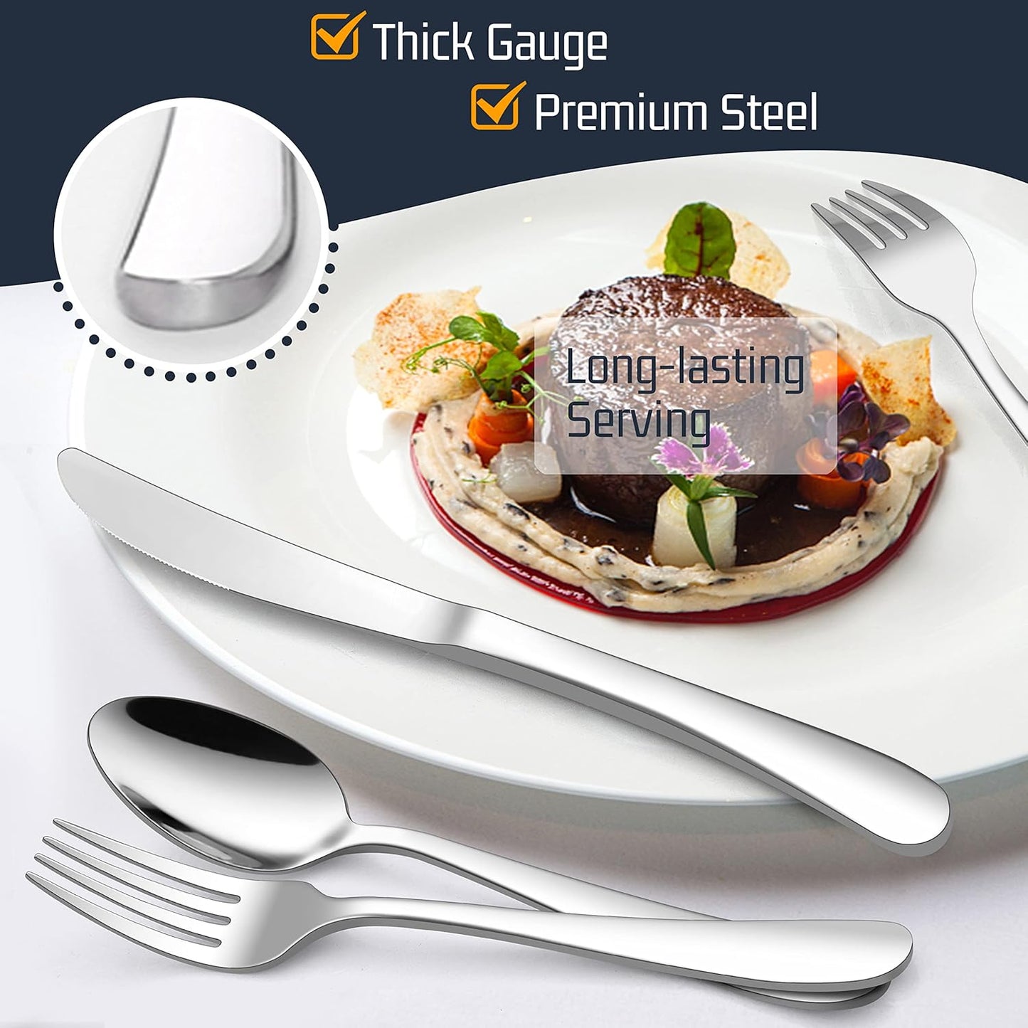 E-far 60-Piece Stainless Steel Silverware Set