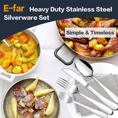 E-far 60-Piece Stainless Steel Silverware Set